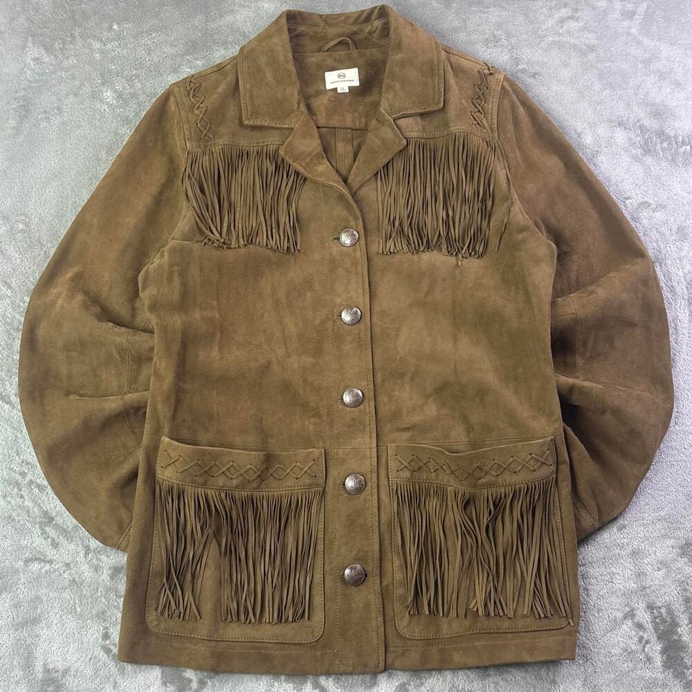 Adriano Goldschmied Suede Fringe Jacket Womens Medium Brown Western Cowgirl